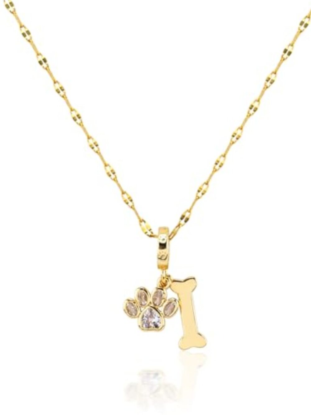 Dog Necklace for Women with Bone & Paw Print Charm‎